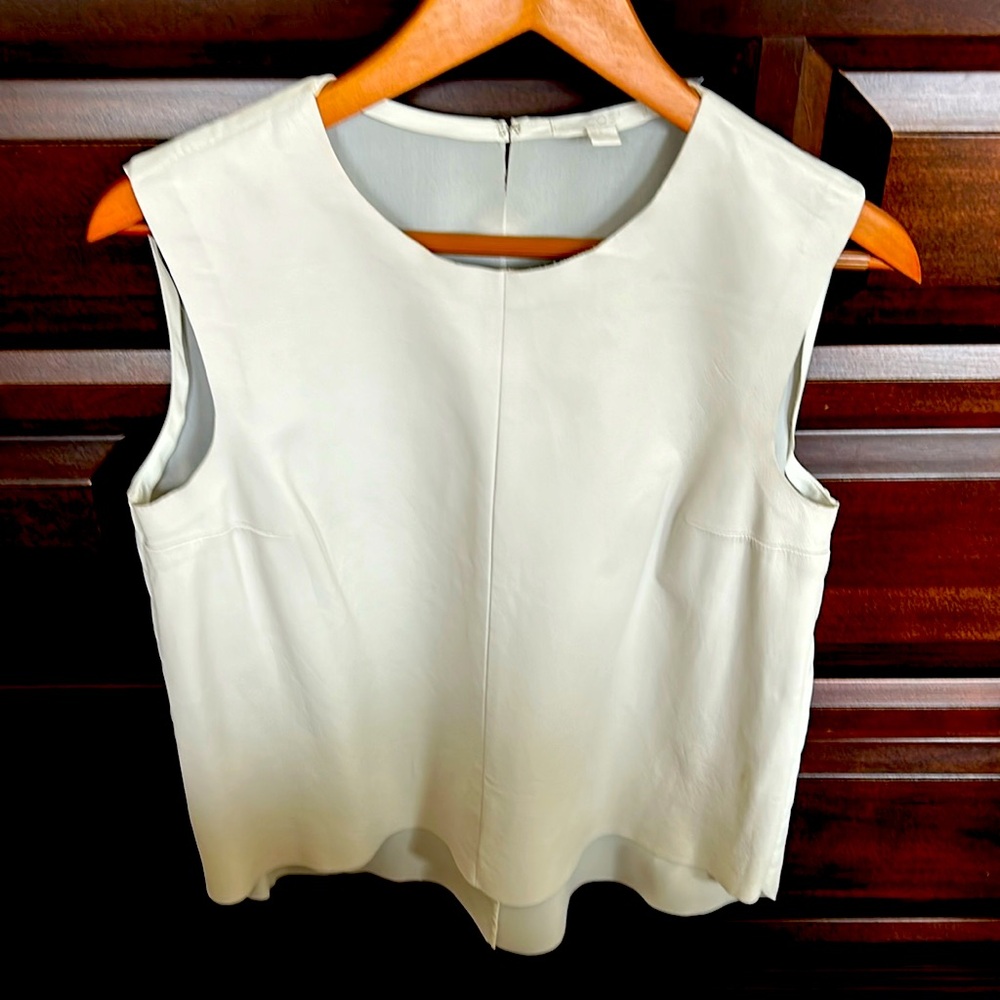 COS white leather front top size 8